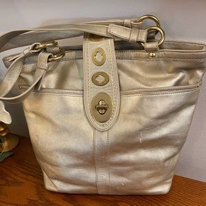 Coach Gold Leather Bag with 2spots